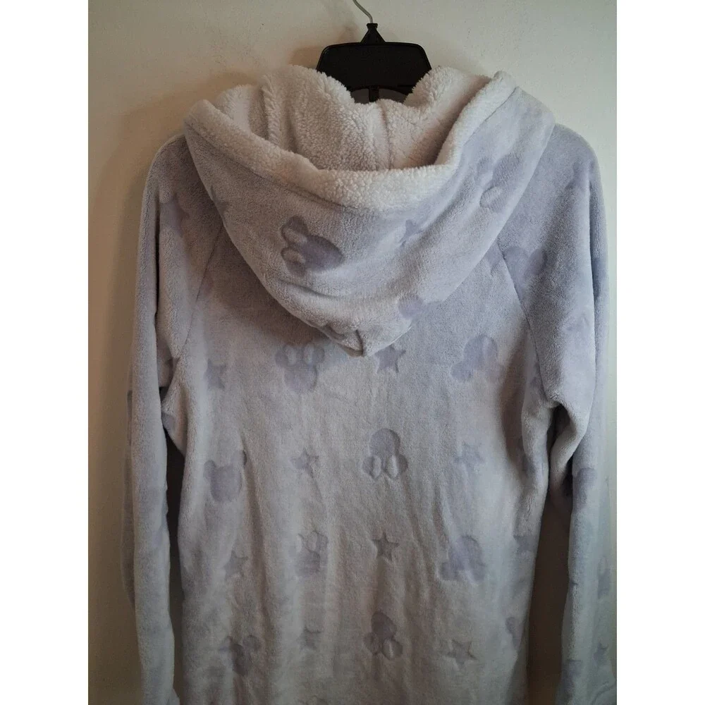 Disney Mickey Minnie Fleece Lounger Robe Large Sherpa Hoodie Blue Pullover